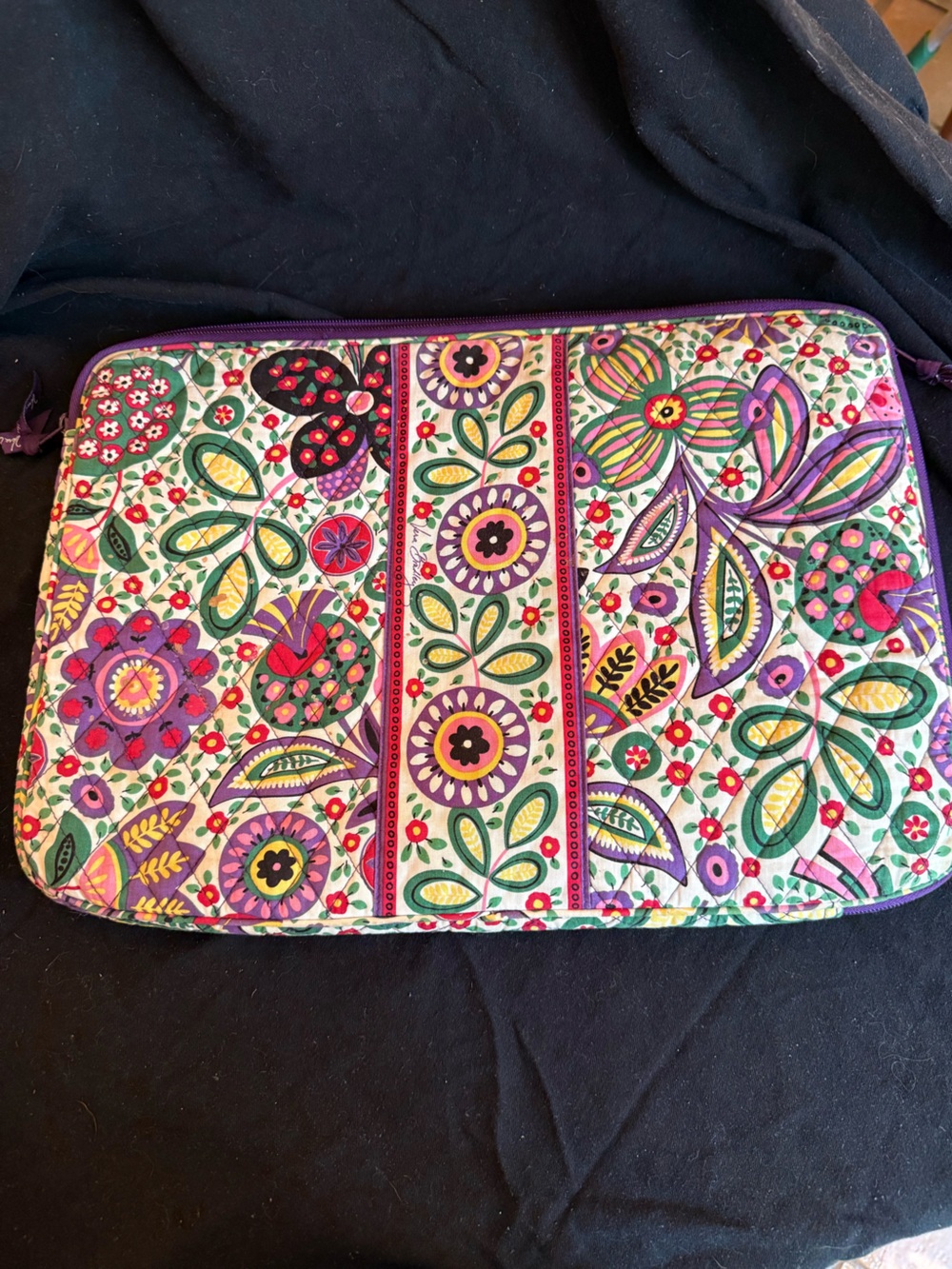 Vera Bradley Quilted Laptop Sleeve - Purple, Green & Pink Floral